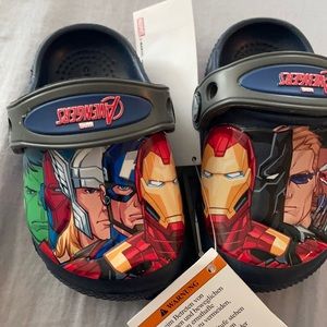 New with tags, marvel avengers crocs toddler 4